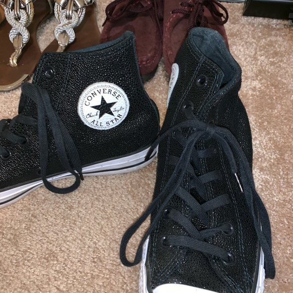 High top black converse faux ostrich - Picture 3 of 4